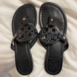 Tory Burch miller black genuine leather sandals size 6.5!